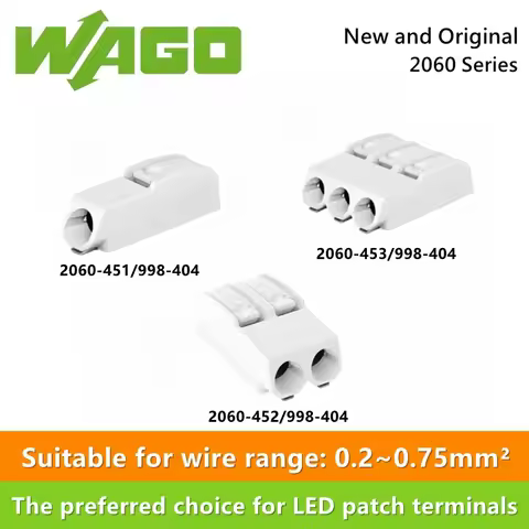10pcs WAGO Original 2060-451/998-404 2060-452/998-404 2060-453/998-404 LED patch terminal 1pin 2pin 