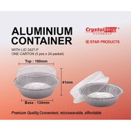 [READY STOCK] 3427-P ALUMINIUM FOIL TRAY WITH LIDS/ FOOD CONTAINER/ ROUND/ 5 SET