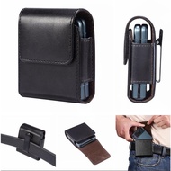 Genuine Leather Universal Folding Cell phone Bag Clip Belt Buckle Holster For Samsung Galaxy Z Flip 