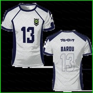 YB1 BLUE LOCK BAROU Isagi NAGI number 13 3 5 7 1 9 jersey summer T-shirt Anime Short Sleeve Top