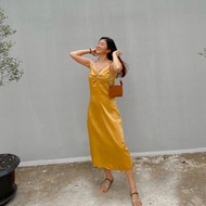 Spaghettie Dress - Black / White / Mustard / Sage Green