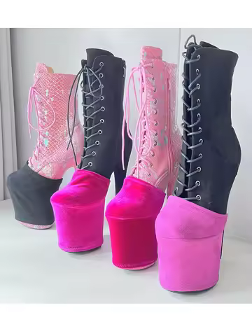 New High Platform Overshoes Waterproof Shoes Covers Suede Wear-Resist Protectors Cover Pole Dance Tr