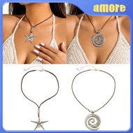 amo Starfish Necklace Cute Beach Ocean Pendant Clavicle Chain Seashells Valentine