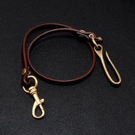 Cow Leather Handmade Vintage Wallet Chain Pants key Chain With Solid Brass Hook