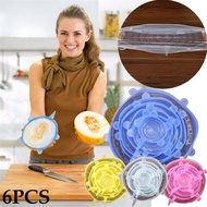 6Pcs/set Sealed Silicone Cling Film Fresh Food Cover Wrap Kitchen Stretch Fresh Keeping Container Lid Wrap Tool Kitchen Tool