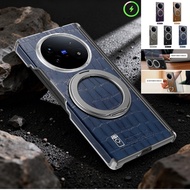 Crocodile Pattern Leather Cover for Vivo X Fold 5 Fold 3 Fold 3pro Magnetic Casing with 360 Rotating