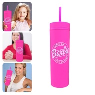 450ml Barbiee Pink Drinking Cup Barbiestyle Straw Cup Bottle Cup Water Water Land Barbi O5J5