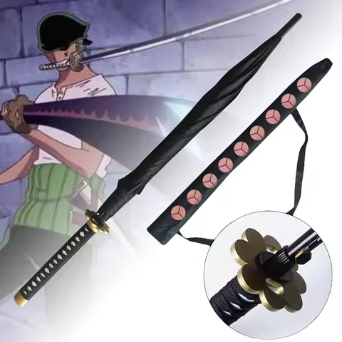 Real Size Zoro Katana Umbrella Windproof Long Handle Parasol Roronoa Zoro Cosplay Prop Japanese Kata