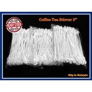 5” White Stirrer / Coffee Tea Hot Beverage / Plastic Stirrer [ ±100pcs ]