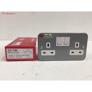UMS 2213M 2 Gang Metal Clad Switch Socket Outlet @13A