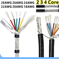 2Meter 2464 Shielded Cable 28AWG-18AWG 2 3 4 Core Shielded Copper Braided Multi-Core Data Cable Dual