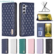For Samsung Galaxy A06 A016 A55 A36 S24 S25 Ultra S25+ Pressed Grid Flip Stand Leather Wallet Case C