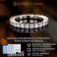 Queensun 1.6ct 18K gold lab diamond full diamond tennis ring /elastic lined ring/stacked plain ring 