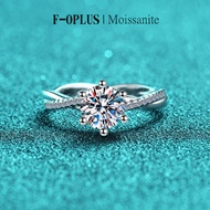 F-OPLUS | 1ct 2ct Real Moissanite Ring with Certificate Platinum Plated Silver 925 Promise Ring with