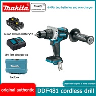 [Brand factory direct sales] Genuine Makita rechargeable screwdriver dust-proof water release brushless 18V hand electric drill DDF481RTE/RME/Z Comes with tool case and 6.0Ah battery