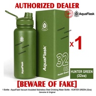 AQUAFLASK 32oz HUNTER GREEN Aqua Flask Wide Mouth with Flip Cap Spout Lid Flexible Cap Vacuum Insulated Stainless Steel Drinking Water Bottle Bottles or Tumbler Tumblers Authentic - 1 Bottle
