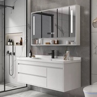 Set Kabinet Bilik Mandi Minimalis Moden Pintar W7 dengan Besen Seramik Bersepadu untuk Sinki Tandas 