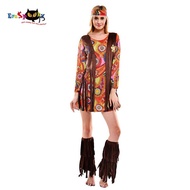 Women's Hippie Dress Halloween Groovy Shirt 60s 70s Peace Love Costumes