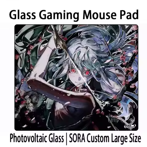 Glass Game Mouse Pad Skypad SORA YUME Anime Large Size For FPS E-sports Gaming Desk Pad Photovoltaic