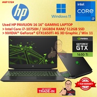 #HP257 Used HP PAVILION 16 i7-10750H 16GBD4 512GB SSD NVIDIA GEFORCE GTX1650Ti GTX 1650 TI 4G Gaming