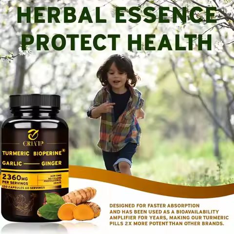 4-in-1 Turmeric Ginger Supplement - with Garlic Curcumin Black Pepper - Joints, Immune Support, Impr