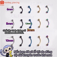 1 Basic curved piercing (eyebrow, finger, skin,...) eyebrow piercing, rock piercing, daith piercing,