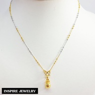 Inspire Jewelry ,ชุดเซ็ท สร้อยคอ 2 กษัตริย์ และจี้ถุงทอง หุ้มทองแท้ 100% 24K  ขนาด 17-18 นิ้ว พร้อมกล่องทอง