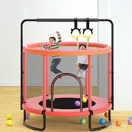 Children's Trampoline for Home Indoor Use with Safety Net and Horizontal Bar, Jumping Bed, Exercise 