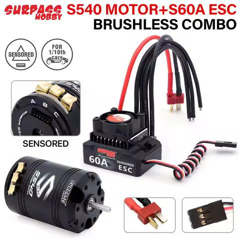 SURPASSHOBBY Brushless Motor ESC Combo Sensored S540 17.5T 21.5T Motor 60A Sensored ESC 32-bit 6V/3A