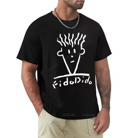 Man Black Tshirts Summer T-shirt Fido Dido Face T-Shirt Boys White T Shirts Sweat Shirt Men's Clothi