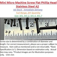 Miniature Micro Machine Screw Flat/Csk Phillip Head S/S A2: M1, 1.2, 1.4, 1.6 Full Range DIY, Hobby 