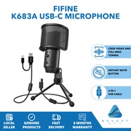 Fifine K683A USB-C Microphone Studio Condenser Mic with Gain Control Mute Button and Pop Filter Computer Mac Studio