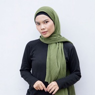 Kerudung Pashmina Plisket HARRAMU Warna Hijau Jilbab Paris Voal Premium Hijab Krudung Mewah Lasercut