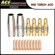 16Pcs/Set Mig Welding Nozzle Welder Torch Nozzles Gold Tip Holder Contact Tips / Mig welding MB15