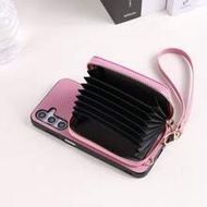 1pc Elegant Luxury Lanyard Zipper Card Holder Wallet Style PU Leather Phone Case Compatible With Sam
