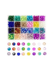 Set de 480 piezas de cuentas de cristal de vidrio de 8 mm para hacer joyas de pulseras y collares DIY