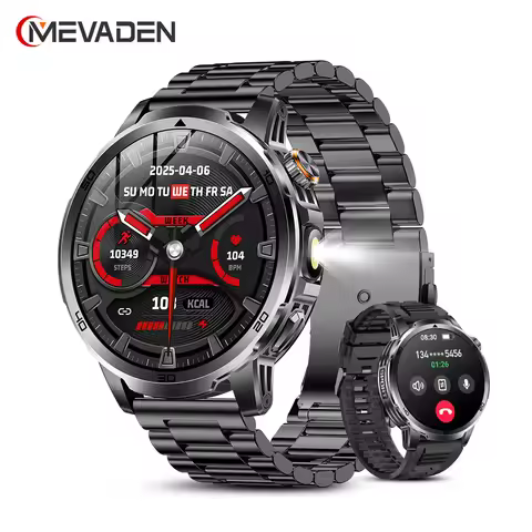 MEVADEN 1.85" Large Screen Outdoor Sports Smart Watch Bluetooth Call LED Flashlight 1000mAh Health M