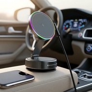 360° Rotatable Foldable 15W MagSafe Car Charger with RGB Light & Suction Cup  Pengecas Kereta MagSaf