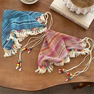 Bohemian Striped Knitted Flow Laced-Up Headscarf Women 2026 Ethnic Style Travel Photo Headwear 8-13v