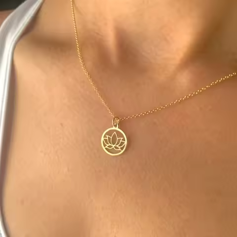Stainless Steel Necklaces Lotus Flower Dainty Necklace for Women Minimalist Necklace Lotus Flower Ne
