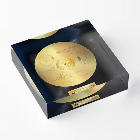 Voyager 1 Golden Record Space Poster Acrylic Block Print Art Cute Pad Home Stamping Bedroom Family P