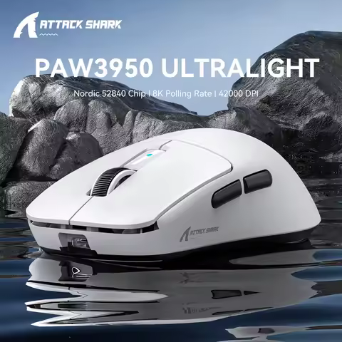 Attack Shark R6 Lightweight Wireless Gaming Mouse, PAW 3950Max Sensor Computer Mouse with Nordic 524