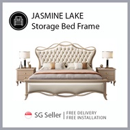 JASMINE LAKE King Queen Size Faux Leather Storage Bed Frame