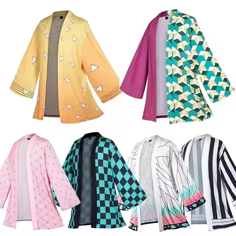 Anime Demon Slayer Kimetsu No Yaiba Haori Kimono Cosplay Kamado Nezuko Coat Shirt Halloween Costumes