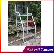 rak roti dengan roda / rak serbaguna / rak roti ciki 4 susun / rak multifungsi / rak dapur/rak roti 
