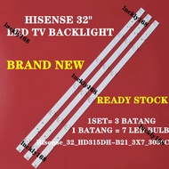 LED bar light for 32inch Hisense LED32K188 TV Hisense_32_HD315DH-B21_3X7_3030C 595mm 1set=3pcs  7led