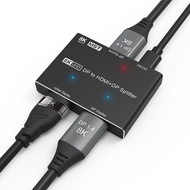 HDMATTER Displayport To Displayport HDMI Splitter Adapter MST SST 8K@30Hz 4K@120Hz 1 In 2 Out DP1.4 Splitter Dual Monitor Multi Screen