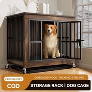 Dog Crate Furniture,Metal and Wooden Dog Crate,Dog Kennels with 3 Doors Indoor,Pet Puppy Crate End T