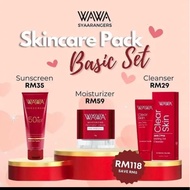 WAWA SKINCARE BASIC SET COMBO | WAWA SUNSCREEN | WAWA MOISTURIZER | WAWA CLEANSER | WAWA COSMETICS |