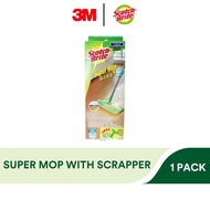 3M Scotch Brite Reusable 2 in 1 Microfiber Super Mop with Scrapper, Refill Available, Dry, Wet Use, Dust, Hair